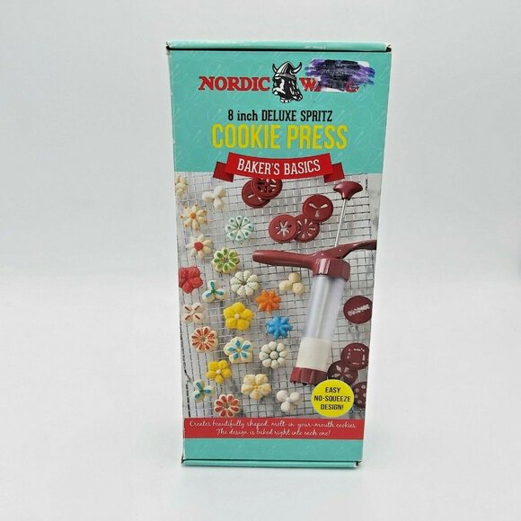 Nordic Ware DELUXE SPRITZ Cookie Press 8-inch 12 Decorative Discs w/Manual & Box - Picture 8 of 8